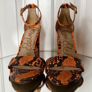 Sam Edelman Yaro Python Embossed Orange Heels